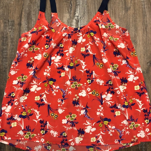 Pixley M red tank with navy straps and back zip - Picture 1 of 2